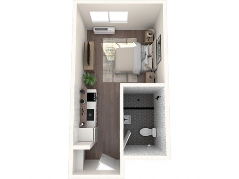 a floor plan of a studio apartment