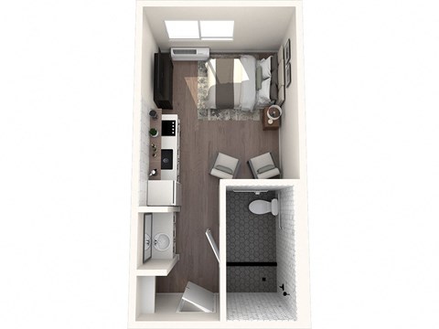 a floor plan of a studio apartment