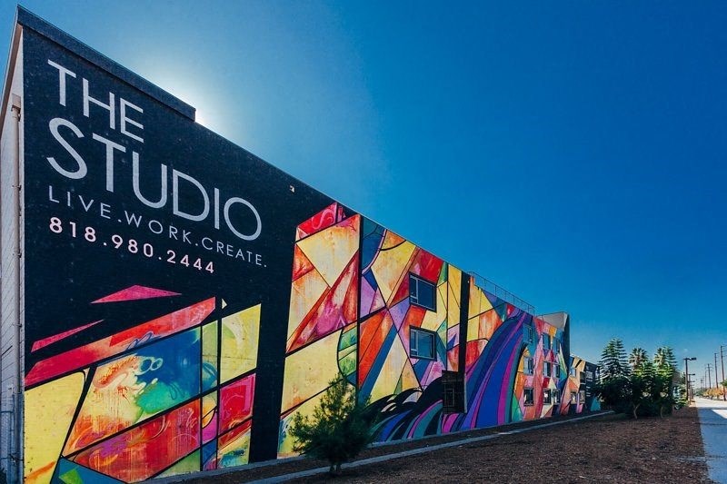 The Studios at NoHo in North Hollywood, California Exterior and Art Mural