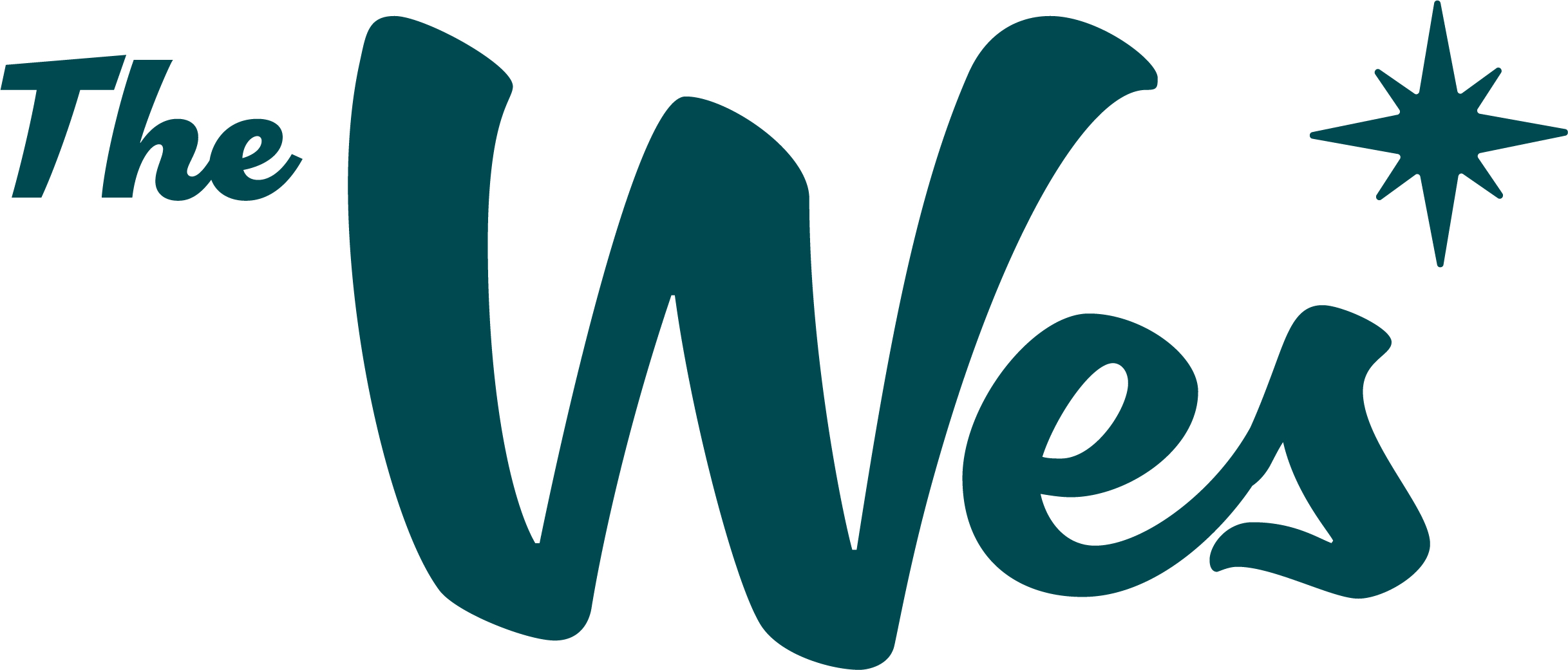 A logo with the text "The Wes" in dark teal with a star.
