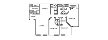 Holladay Hills Apartments 3x2 Floor Plan