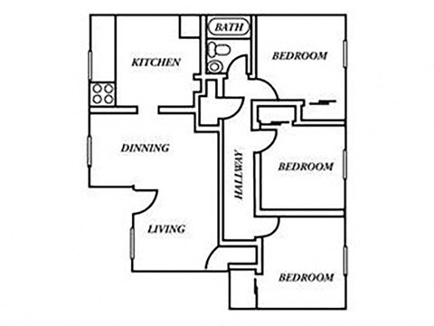 Holladay Hills Apartments 3x1 Floor Plan