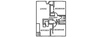 Holladay Hills Apartments 2x1 Floor Plan