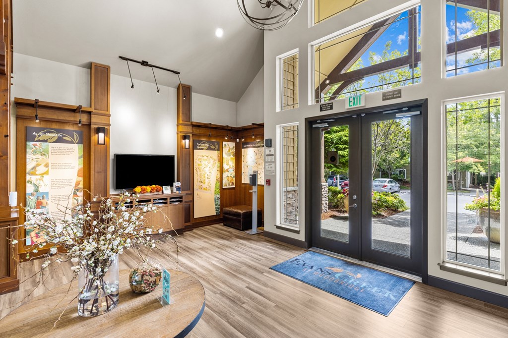 the lobby at the bradley braddock road station apartments