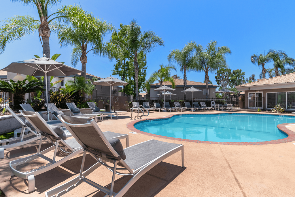 Waterstone at Murrieta Apartments in Murrieta, California Pool with Lounge Chairs