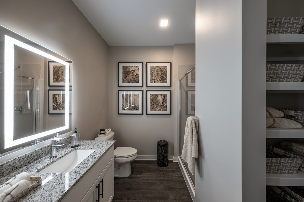a bathroom with a toilet and a sink and a mirror