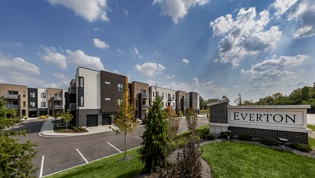 a view of the exterior of everton apartments at everton park