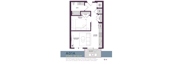 587 SQUARE FOOT STUDIO FLOOR PLAN