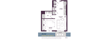 637 SQUARE FOOT STUDIO FLOOR PLAN