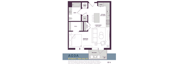 654 SQUARE FOOT STUDIO FLOOR PLAN