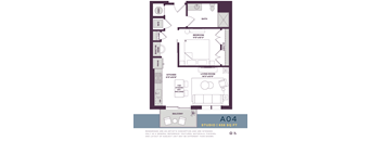 658 SQUARE FOOT STUDIO FLOOR PLAN WITH A BUILT-IN DESK