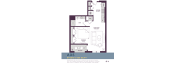 663 SQUARE FOOT STUDIO FLOOR PLAN