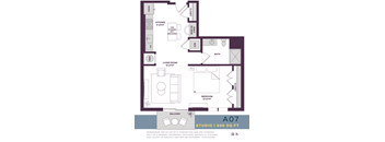 696 SQUARE FOOT STUDIO FLOOR PLAN