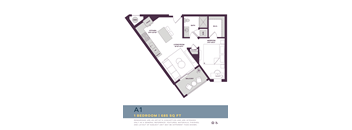 685 SQUARE FOOT ONE BEDROOM FLOOR PLAN