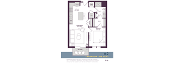 718 685 SQUARE FOOT ONE BEDROOM FLOOR PLAN