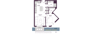 725 SQUARE FOOT ONE BEDROOM FLOOR PLAN