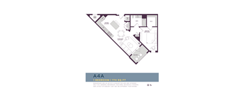 718 SQUARE FOOT ONE BEDROOM FLOOR PLAN