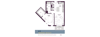786 SQUARE FOOT ONE BEDROOM FLOOR PLAN