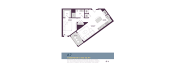 852 SQUARE FOOT ONE BEDROOM FLOOR PLAN