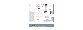 875 SQUARE FOOT ONE BEDROOM WITH DEN FLOOR PLAN
