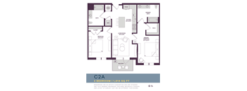 1014 SQUARE FOOT TWO BEDROOM FLOOR PLAN