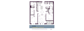 1168 SQUARE FOOT TWO BEDROOM FLOOR PLAN
