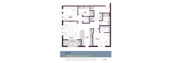 1158 SQUARE FOOT TWO BEDROOM FLOOR PLAN