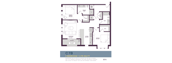1175 SQUARE FOOT TWO BEDROOM FLOOR PLAN