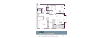 1178 SQUARE FOOT CORNER TWO BEDROOM FLOOR PLAN