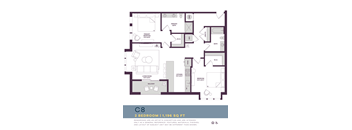 1196 SQUARE FOOT CORNER TWO BEDROOM FLOOR PLAN