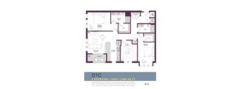 1386 SQUARE FOOT TWO BEDROOM PLUS DEN FLOOR PLAN