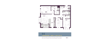 1404 SQUARE FOOT TWO BEDROOM PLUS DEN FLOOR PLAN