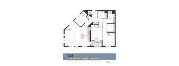 A floor plan of a 2 bedroom den sized at 1,482 square feet.
