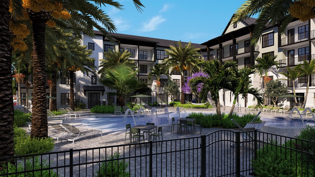 a rendering of the pool area at the westin mission hills resort & spa
