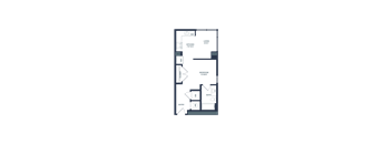 A floor plan of a house with labeled rooms and a hallway.