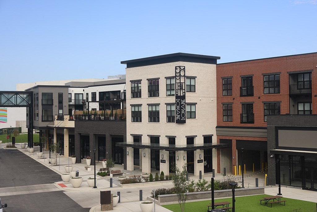 a rendering of the building at the corner of a street