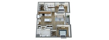 the cypress floor plan  1 bedroom with 2 baths  119