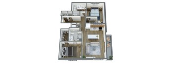 a 3d floor plan of a house with a bedroom and a bathroom