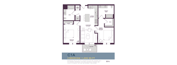 1006 SQUARE FOOT TWO BEDROOM FLOOR PLAN