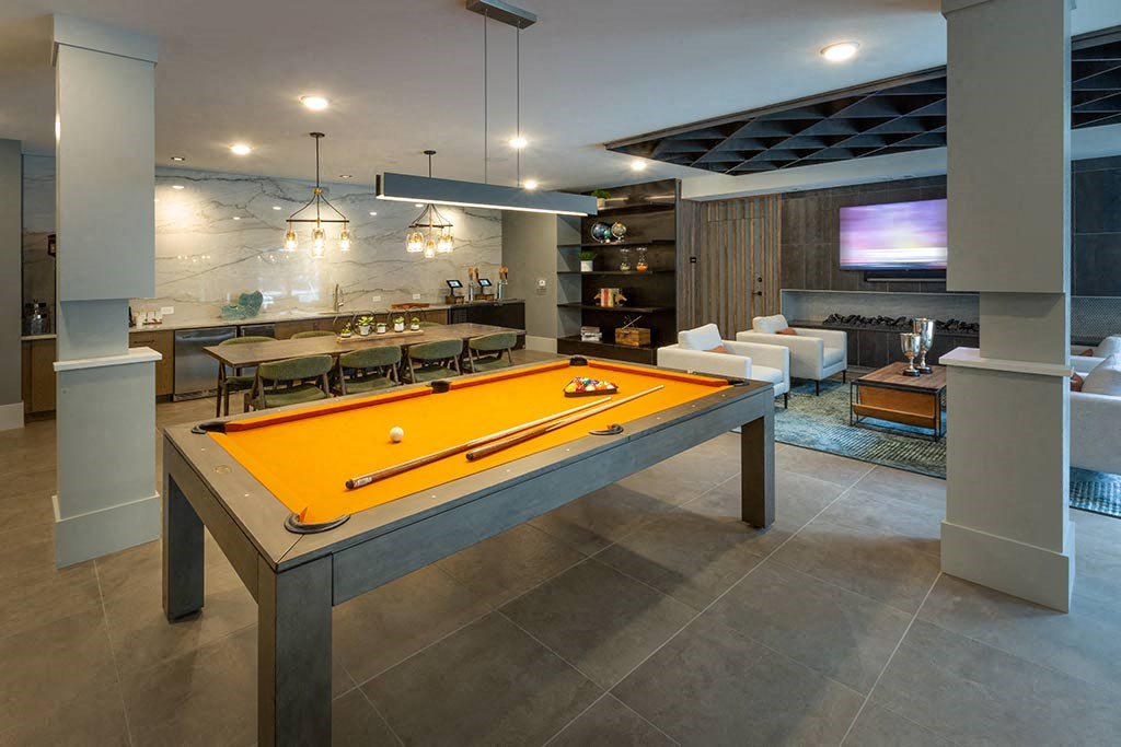 Pool table in the resident entertainment lounge.