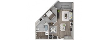 A floor plan of a house with a labeled patio/balcony.