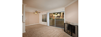 One bedroom one and a half bath apartment floorplan