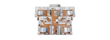 01A Studio Bedroom 1 Bathroom Shared Living Space Floor Plan at Quail Ridge with 250 private square foot.