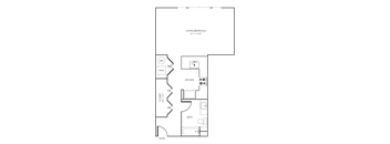 A black and white 2D floor plan of an apartment home.