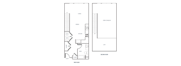 A black and white 2D floor plan of an apartment home.