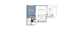 A floor plan of a1 bedroom 1 bathroom A apartment at Stonebridge,