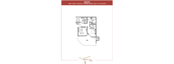 Hunters Run 1 Bedroom 1 Bathroom Floor Plan with 575 square feet.