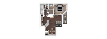 1 Bedroom 1 Bathroom Dover floor plan with 780 square feet.