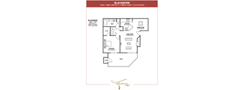 Hunters Run 1 Bedroom 1 Bathroom Blackmore Floor Plan with 685 square feet.
