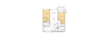 A floor plan of a building with a patio and balcony.